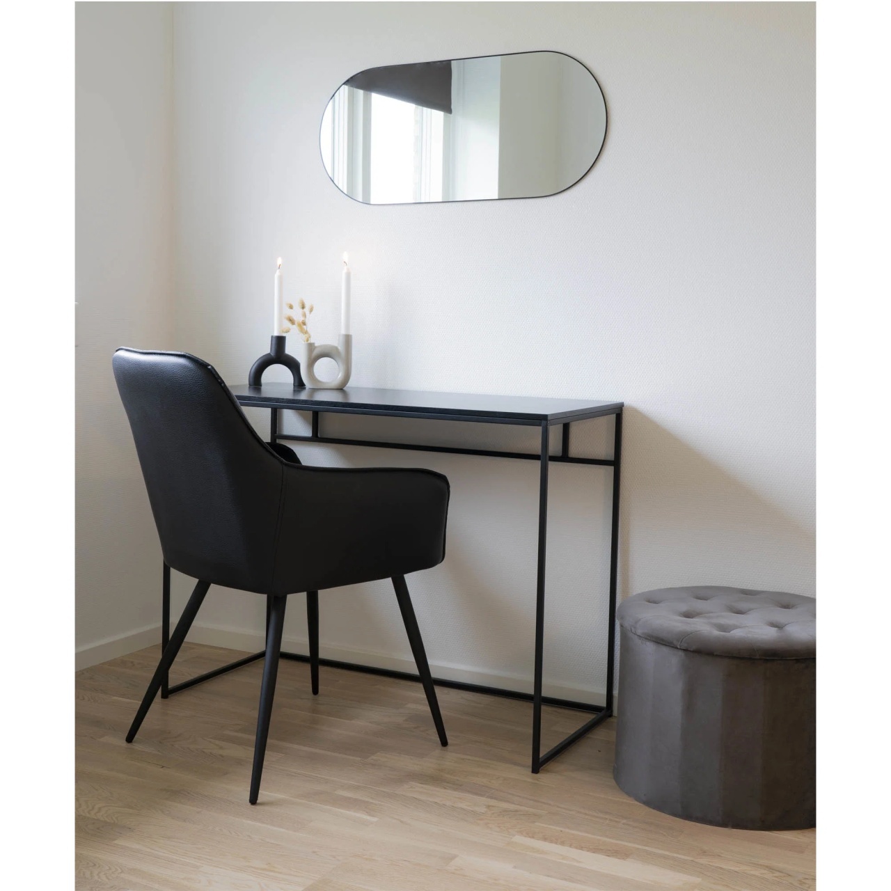 Oglinda de perete Jersey, Negru, 35x80x0.5 cm