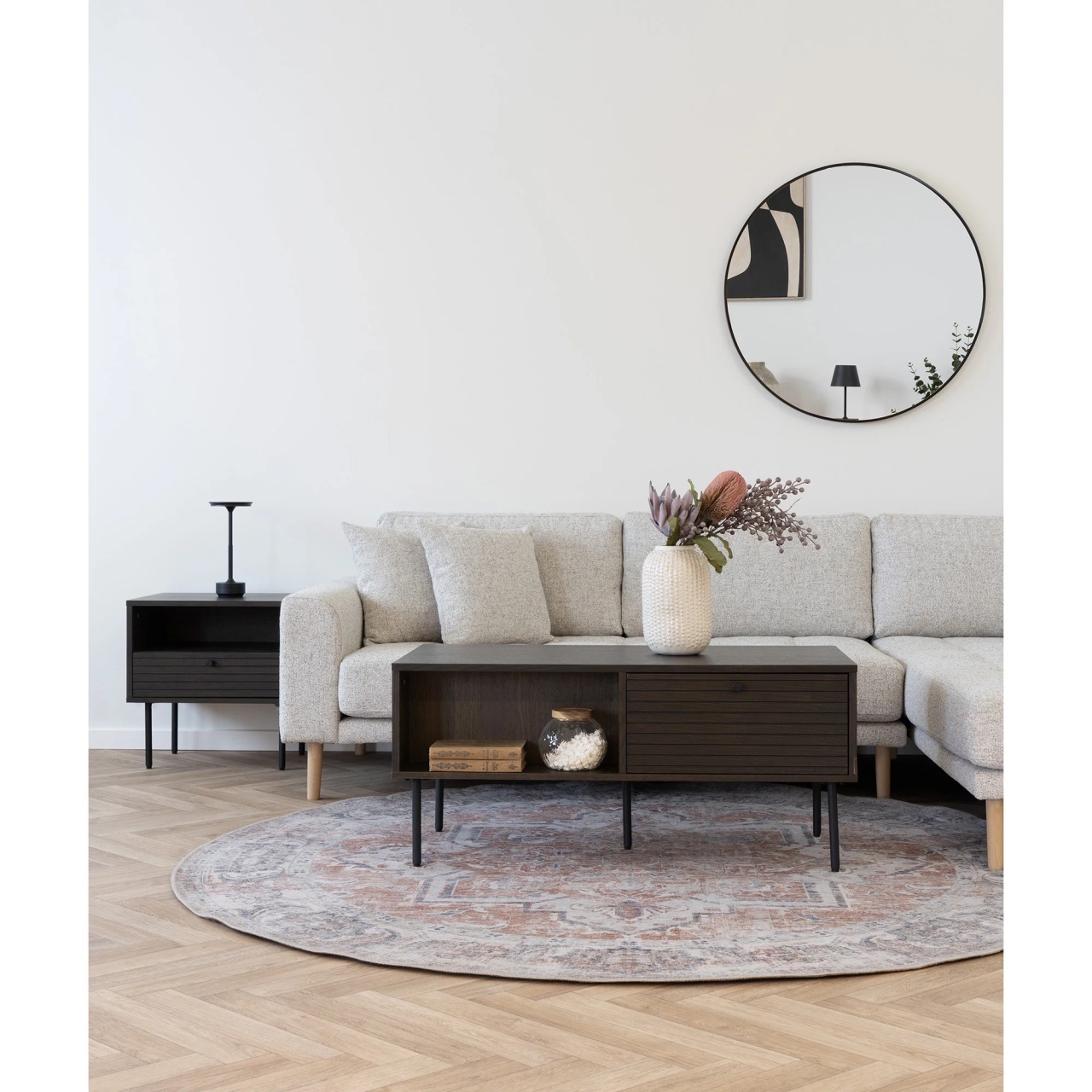 Oglinda de perete Madrid, Negru, 3x80x80 cm