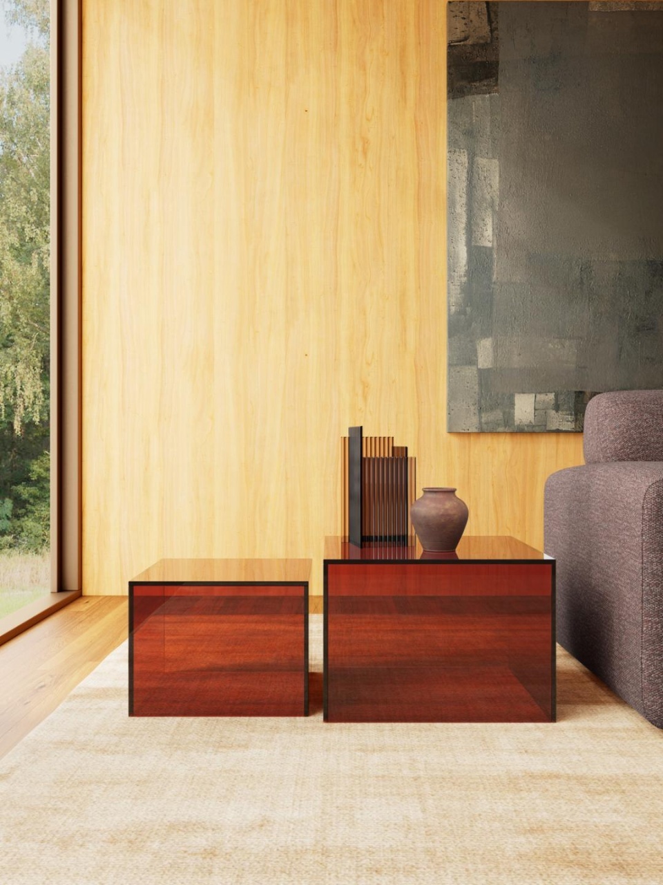 Set 2 piese Masute de cafea Dice, Maro, 35x50x50 cm