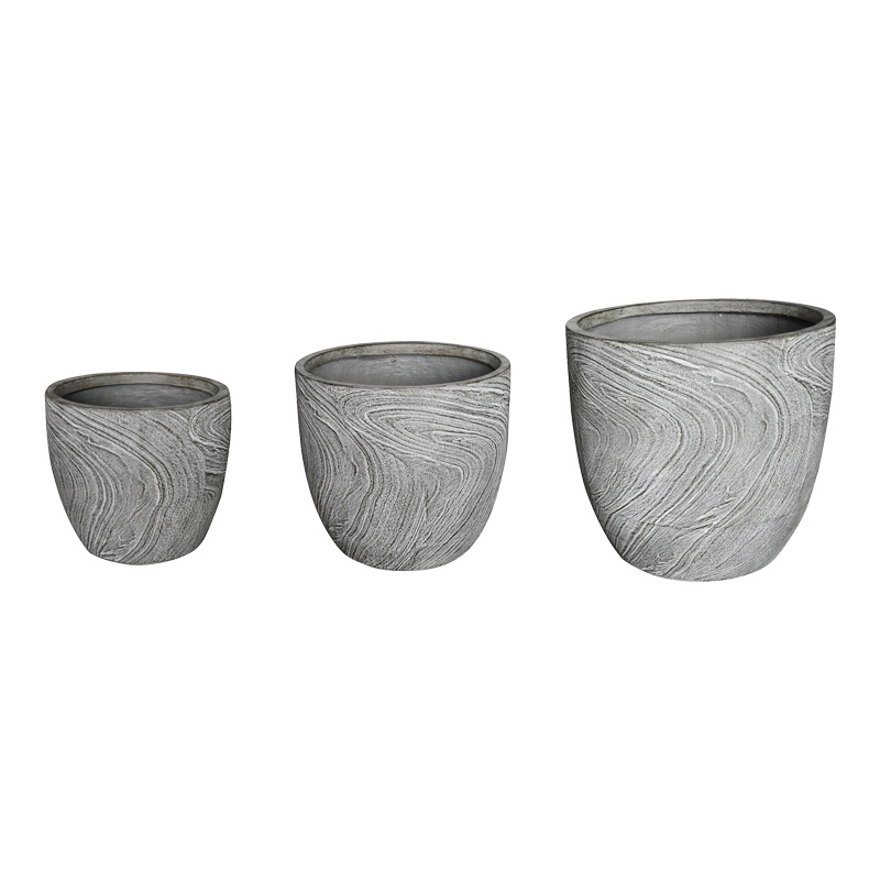 Set 3 buc. ghivece decorative, Anthea, Gri, 44x44x43 cm