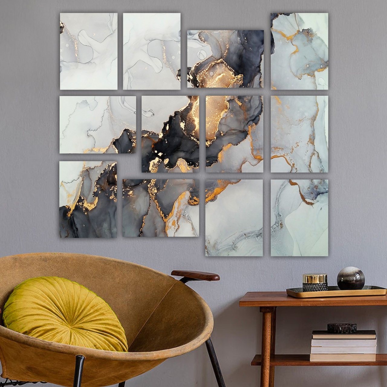 Tablou, 12 bucati 12MDF42YS Multicolor 20x15x3 cm
