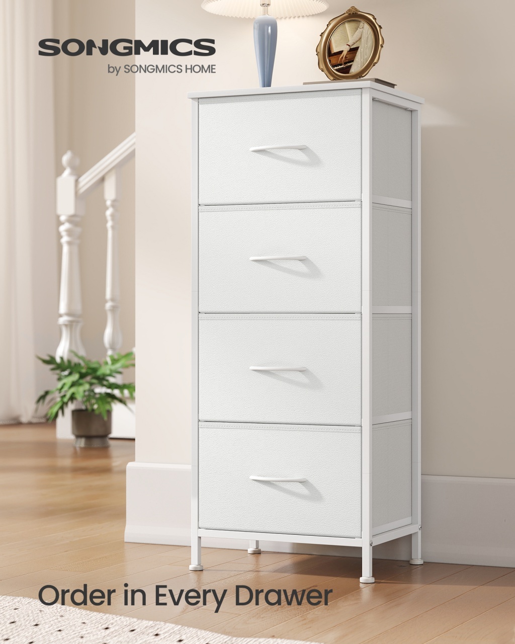 Comoda cu sertare Songmics Alb 39.6x30x95.2 cm