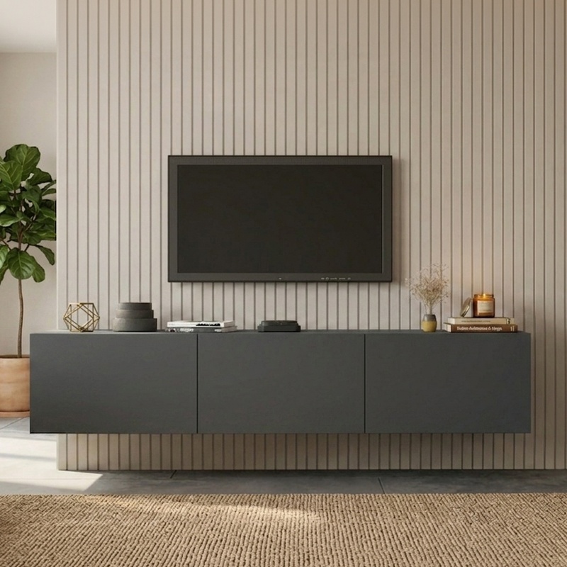 Comoda TV de perete Felita, Antracit, 150x31.4x30 cm