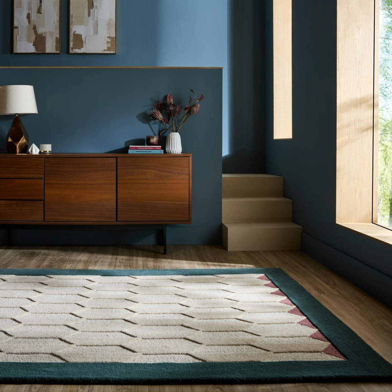 Covor Apex Border Wool Turcoaz 160x230 cm