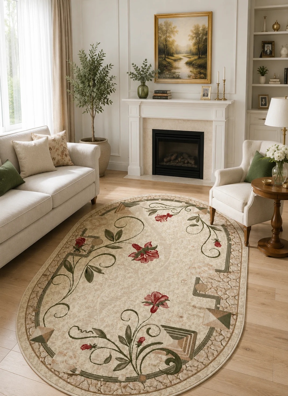 Covor Oval, Lotos, Crem, 60x110 cm, Delta 587 116