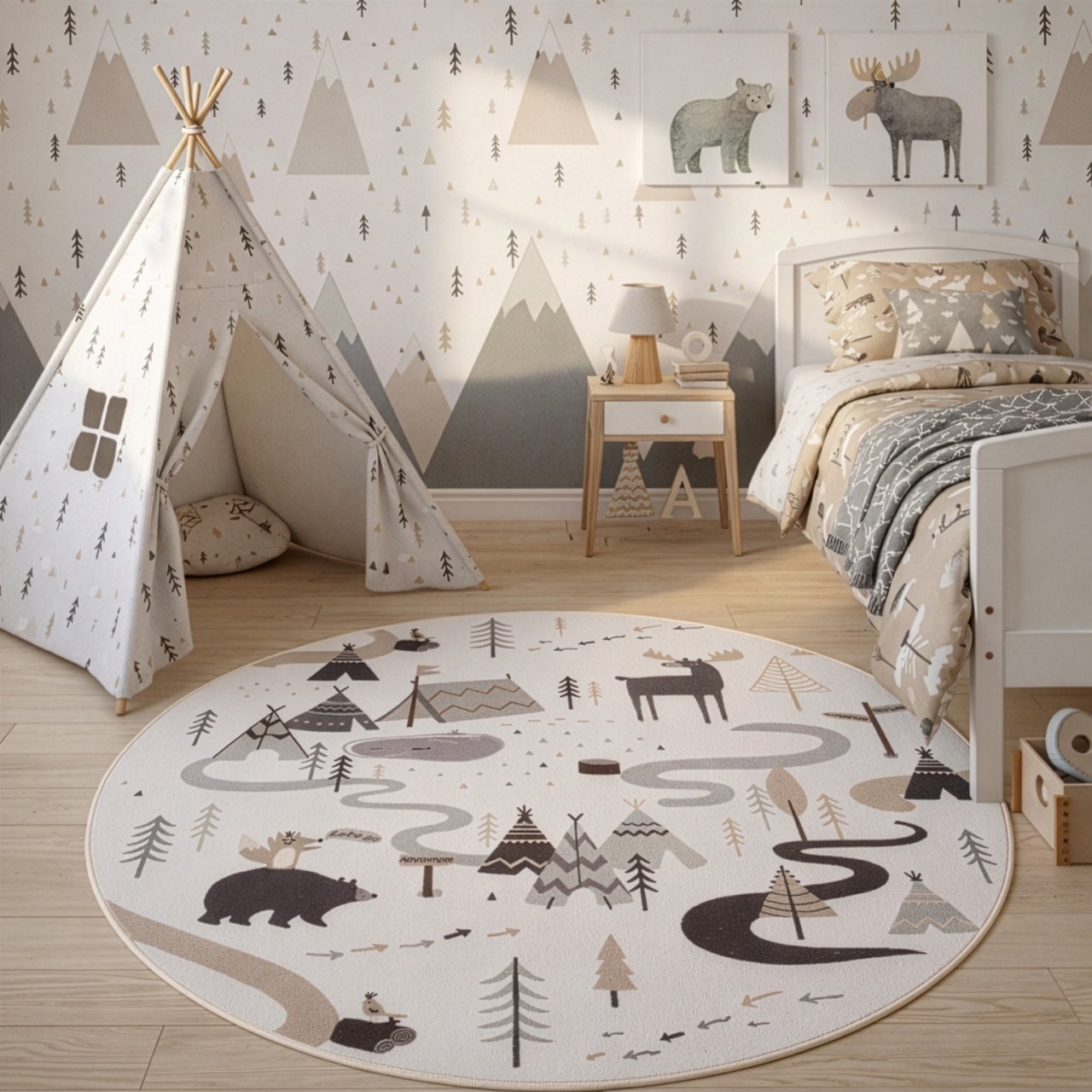 Covor rotund Coco V5 Crem 120x120 cm