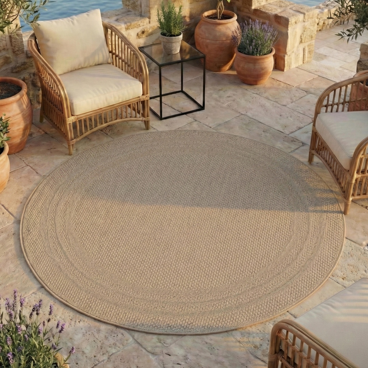 Covor rotund Desert V4 Bej 160x160 cm