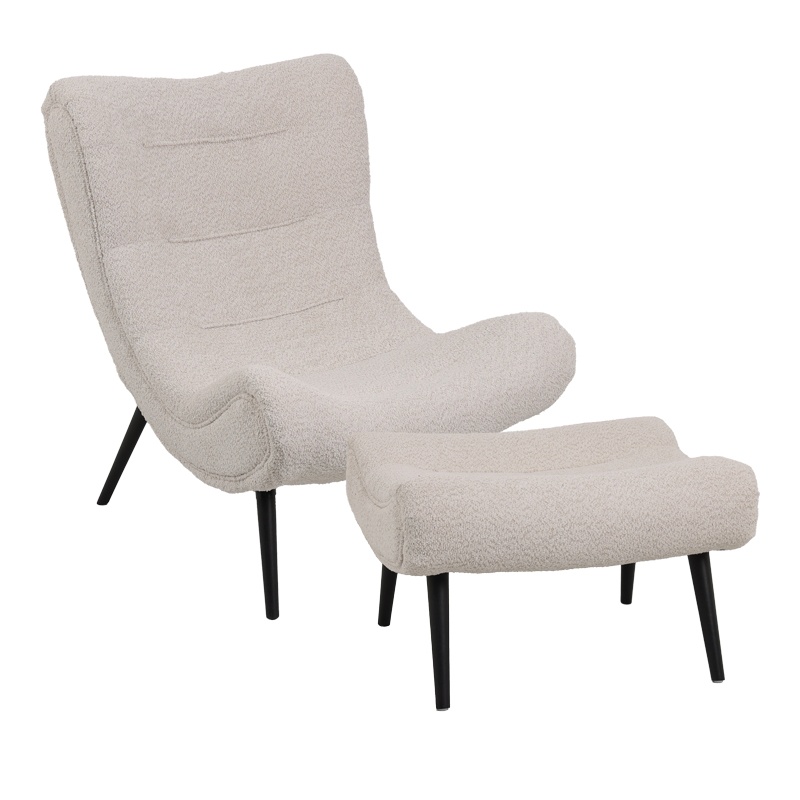 Fotoliu ct taburet Silla, Pako World, Bej, 97x80x100 cm