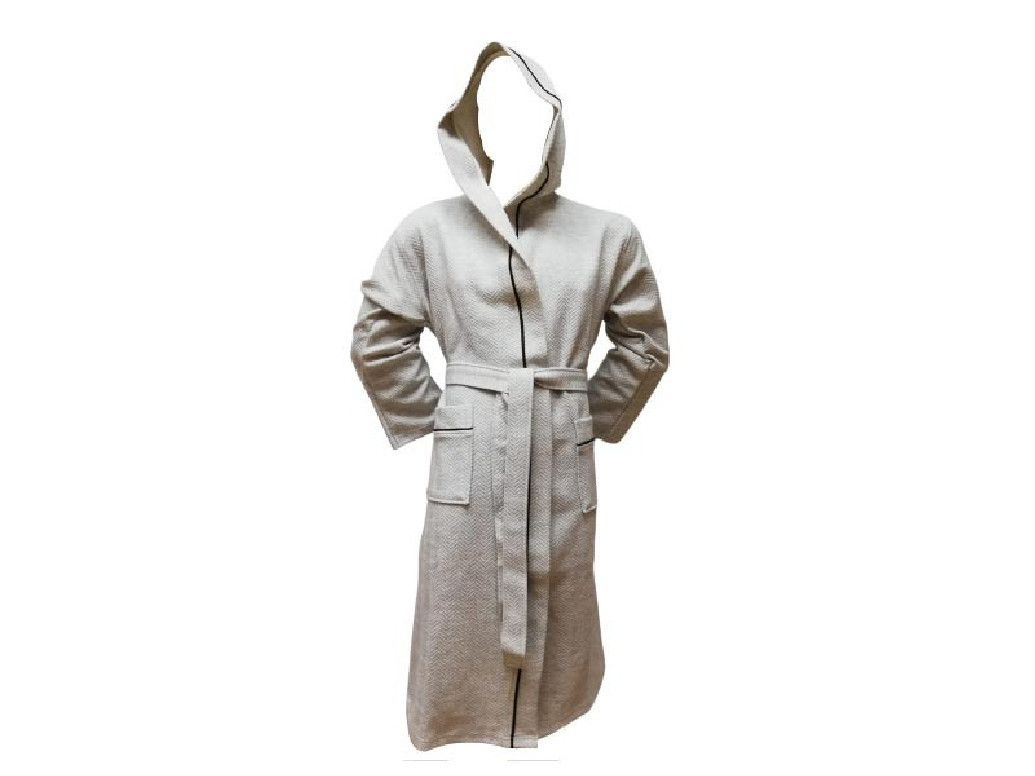Halat de Baie Tricotat cu Gluga, Unisex, Fabio Gri