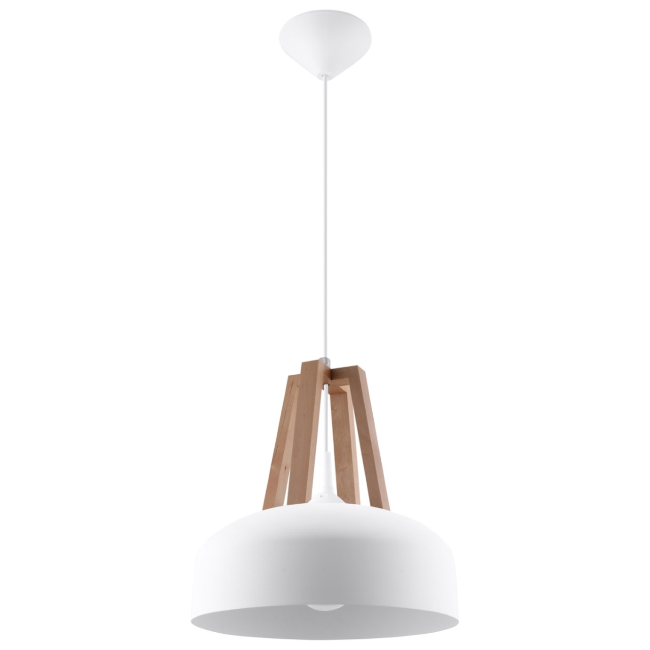 Lustra suspendata Casco din lemn, Alb 30x30x85 cm