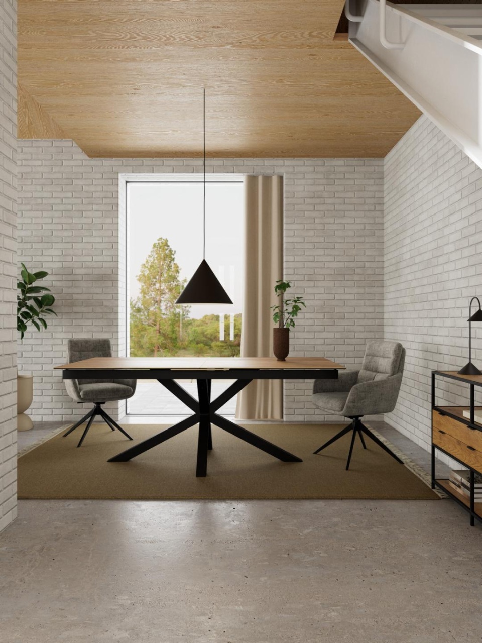 Masa dining Heaven, Natural, 76x240x100 cm