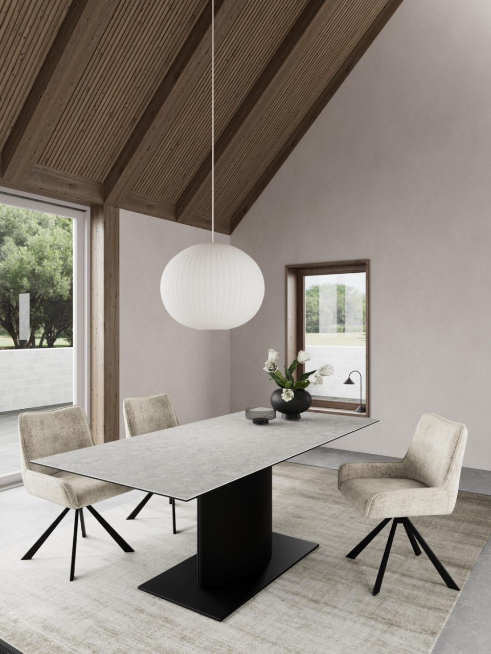 Masa dining Marbella, Gri, 75.5x200x100 cm