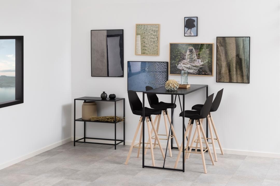 Scaun de bar I_Oslo, Negru, 105.5x46.5x49 cm