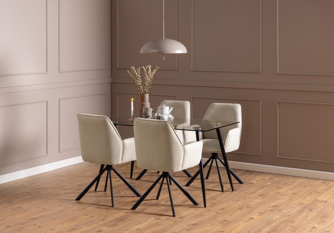 Set 2 piese Scaune dining Glenda, Bej, 88.5x61x63 cm