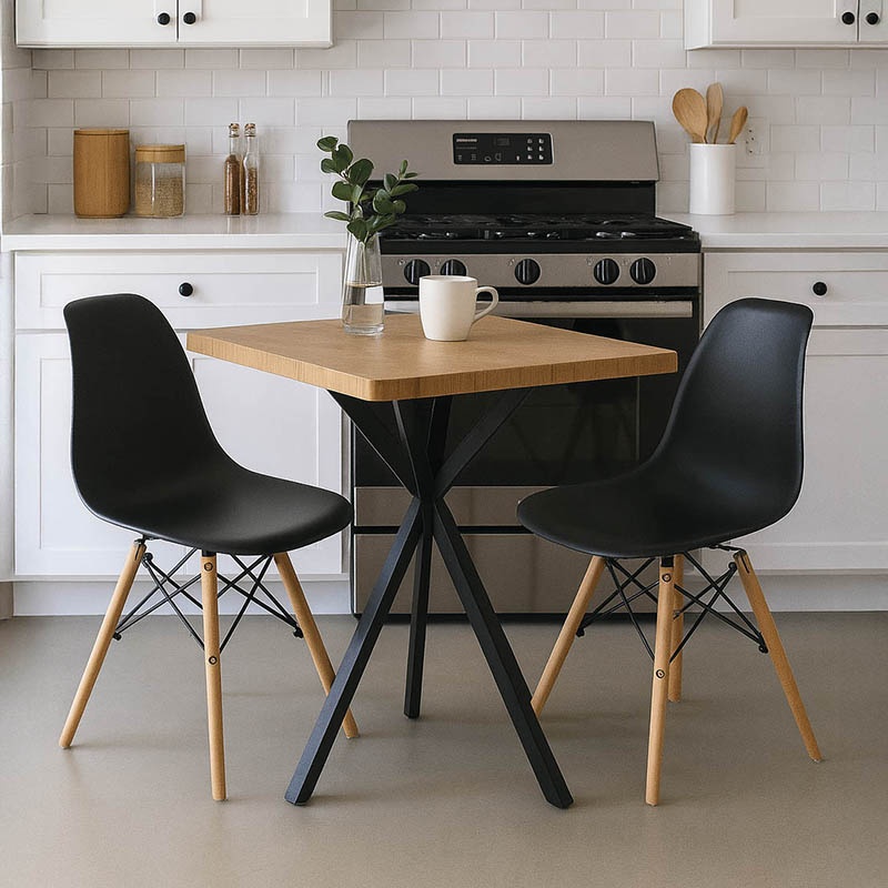 Set masa si scaune 3 buc Mingle Negru 70x70x82 cm
