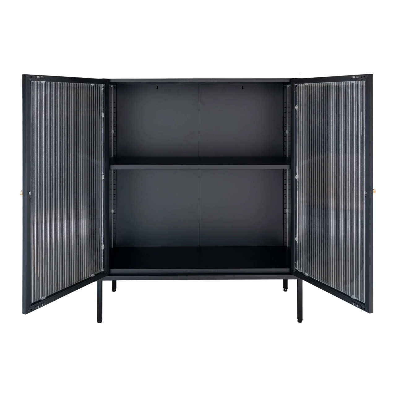 Vitrina metalica Adelaide, Negru, 35x90x110 cm