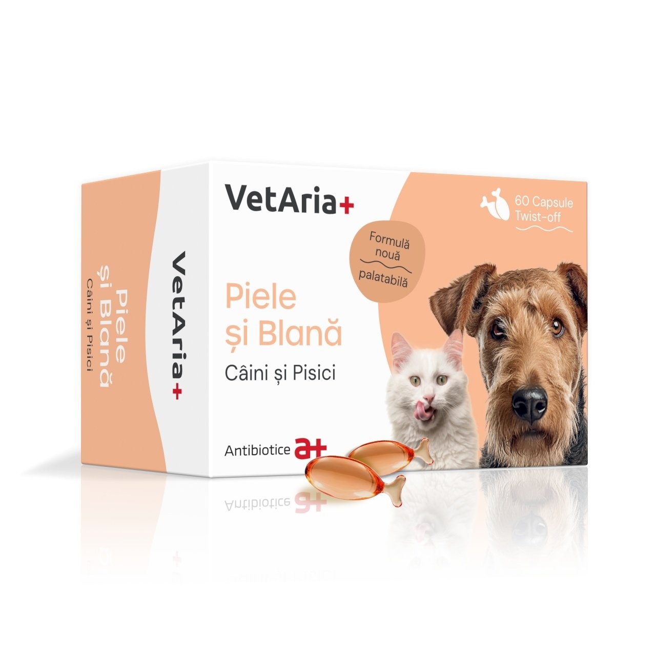 VetAria+ Piele & Blana, 60 capsule Twist-Off