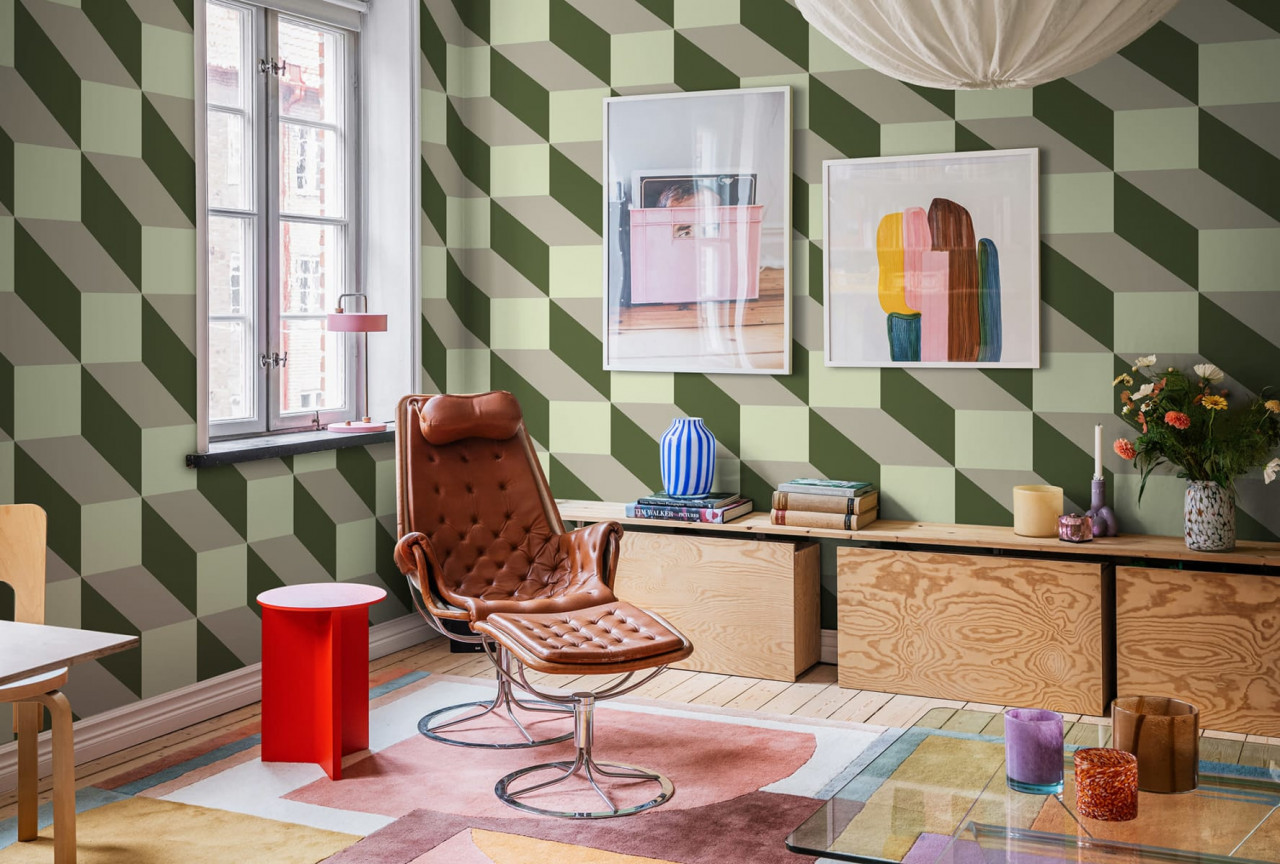 Fototapet, Filled Optic, Green, Rebel Walls