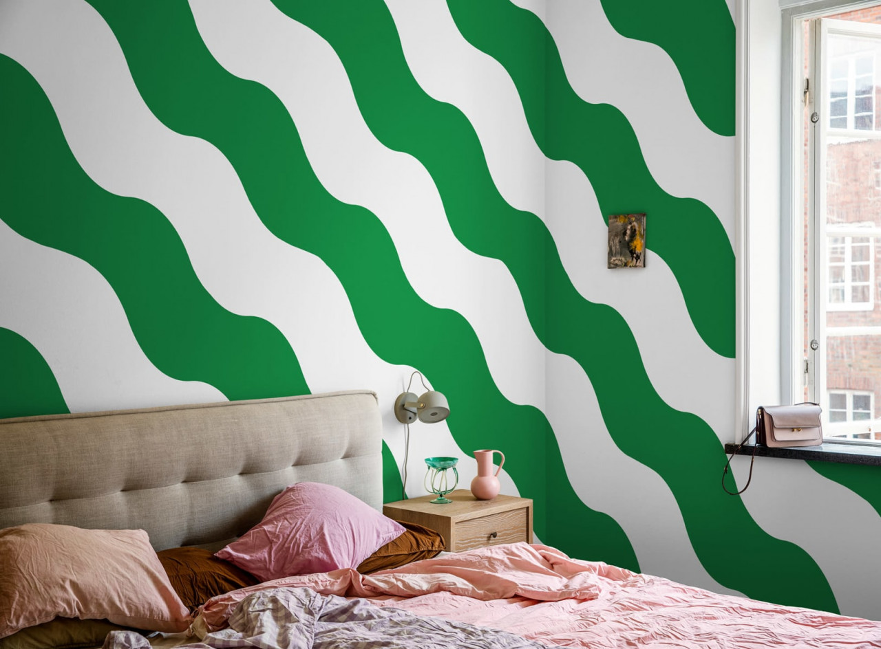 Fototapet, Polka Stripe, Green, Rebel Walls