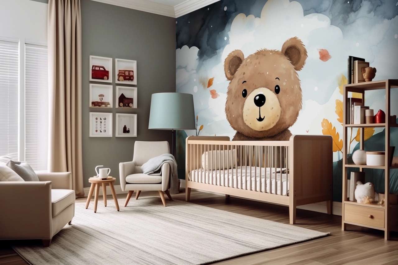 Fototapet copii, Teddy Bear in the Clouds 001