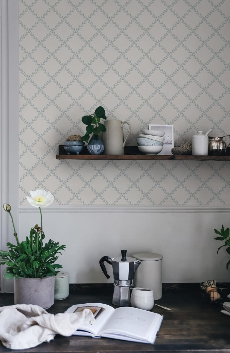 Tapet lavabil, Trellis Misty Blue, Sandberg, 5.3mp / rola
