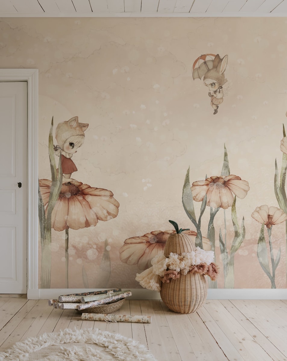 Fototapet, Bloomy Fields of Marion, Pink, Rebel Walls