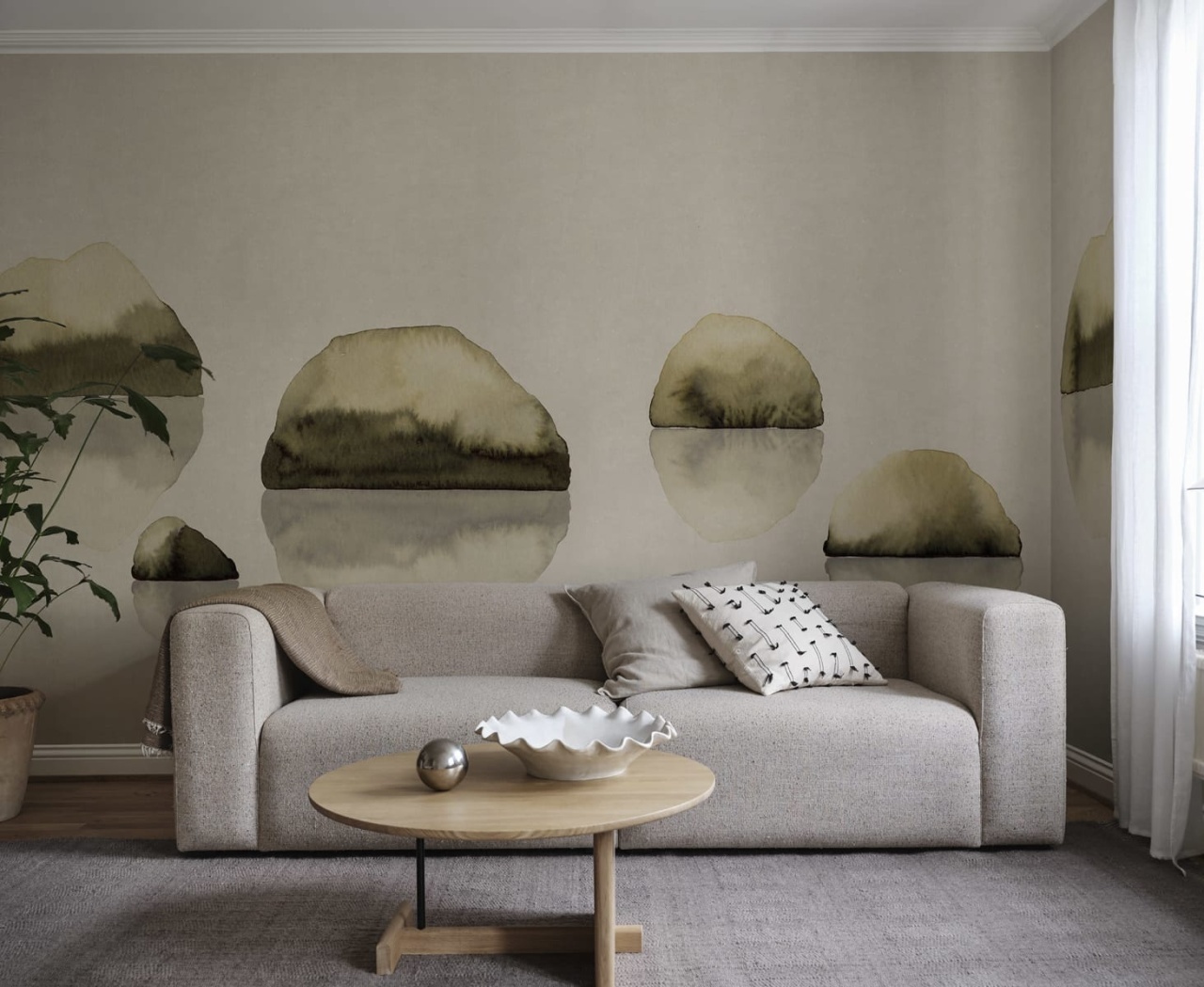 Fototapet lavabil, Spegel, Olive Green, Sandberg
