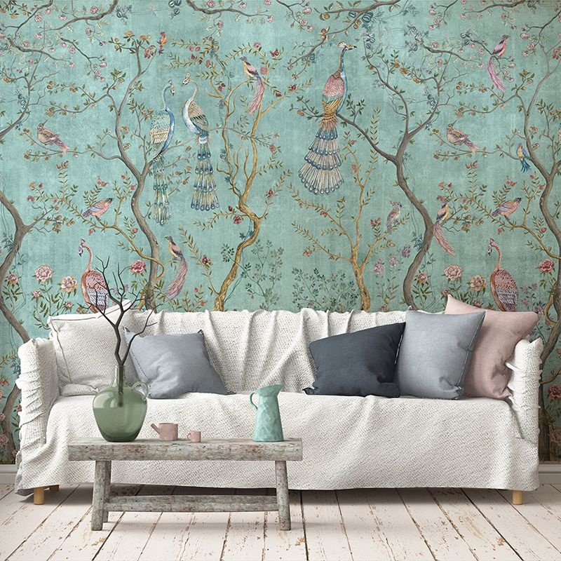 Fototapet Peacock Chinoiserie in Turquoise, VLAdiLA