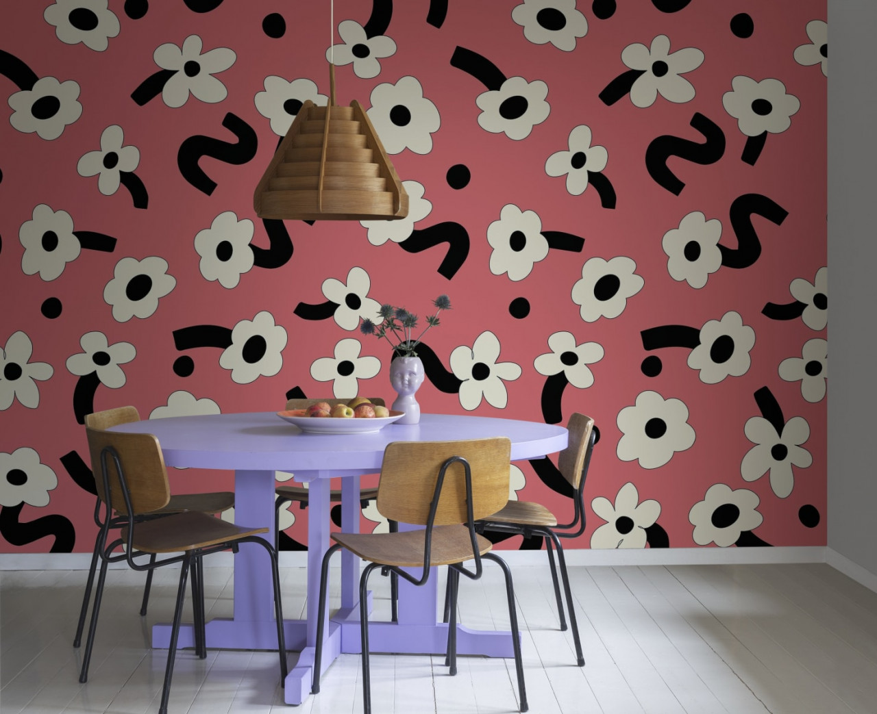 Fototapet, Dancing Flowers, Red, Rebel Walls
