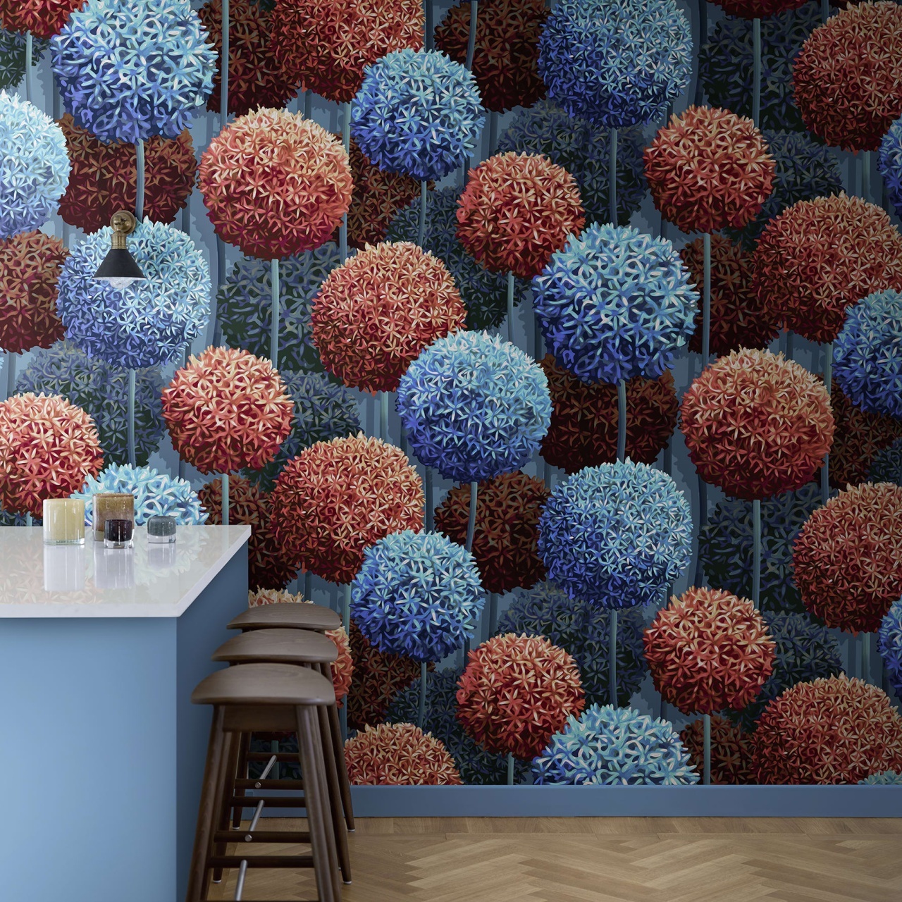 Fototapet, Elysian Flowers, Blue, Rebel Walls