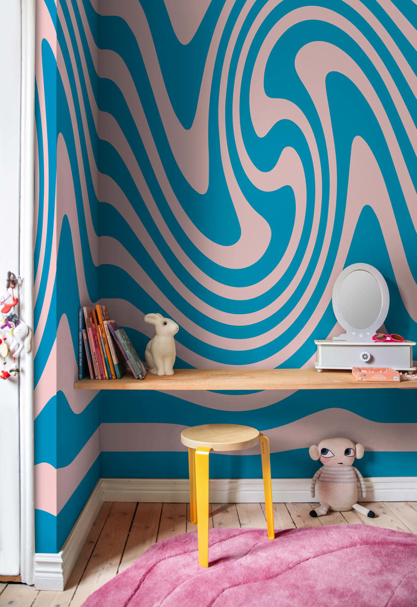 Fototapet, Happy Wobbly, Pink & Blue, Rebel Walls