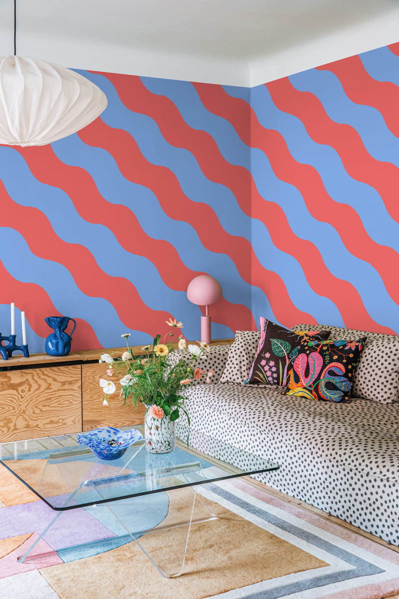 Fototapet, Polka Stripe, Red & Blue, Rebel Walls