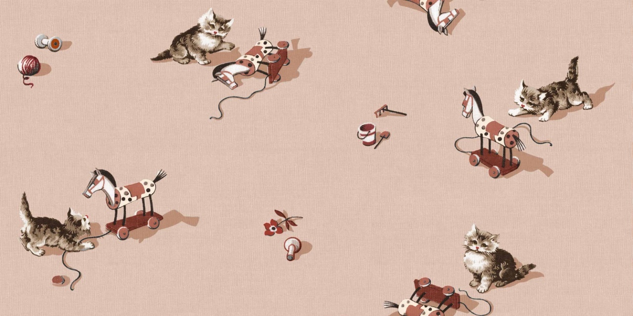 Tapet, Kittens, Peach, Coordonne, 5mp / rola
