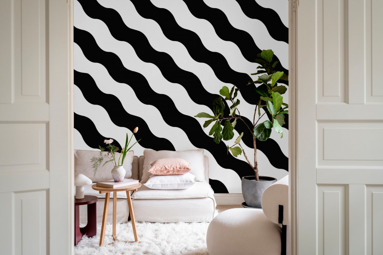 Fototapet, Polka Stripe, Black & White, Rebel Walls