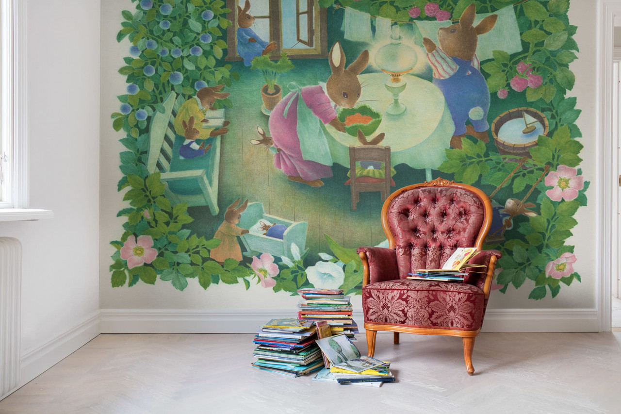 Fototapet, Rabbit Family, Verde, Rebel Walls