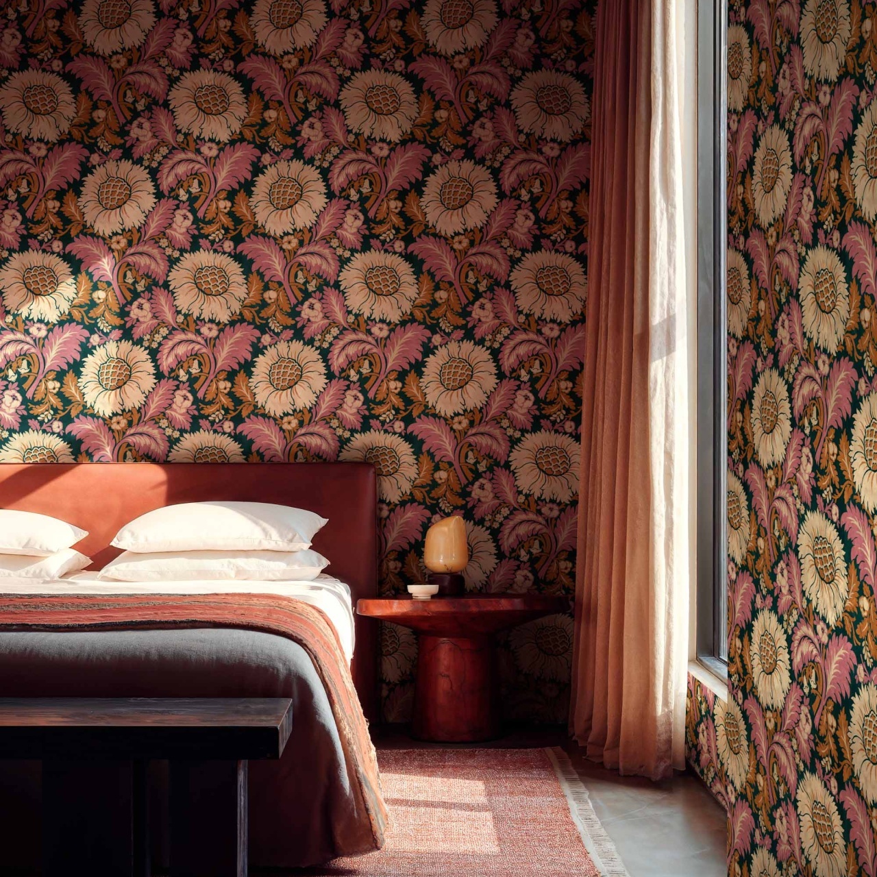 Tapet Chinese Damask, Coral, Coordonne, 5mp / rola