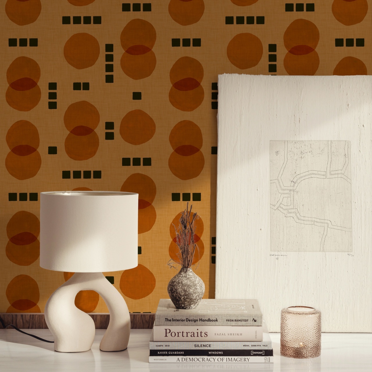 Tapet lavabil Rebel Dots, Orange, TresTintas 5mp / rola