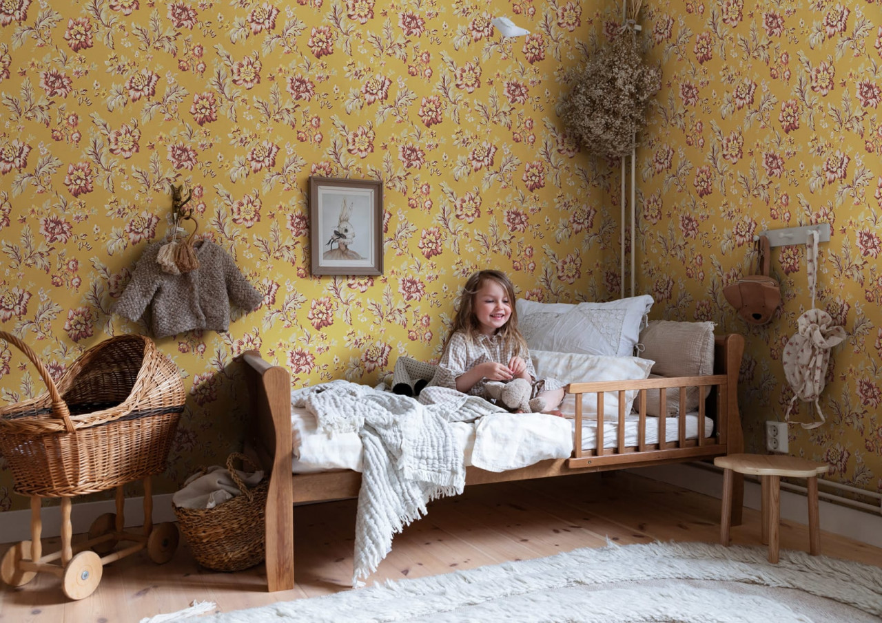Tapet lavabil, Rosenholm, Yellow, Sandberg, 5.3mp / rola