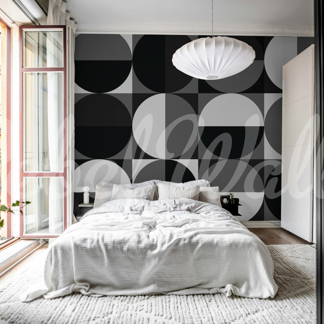 Fototapet, Circle Grid, Black & White, Rebel Walls