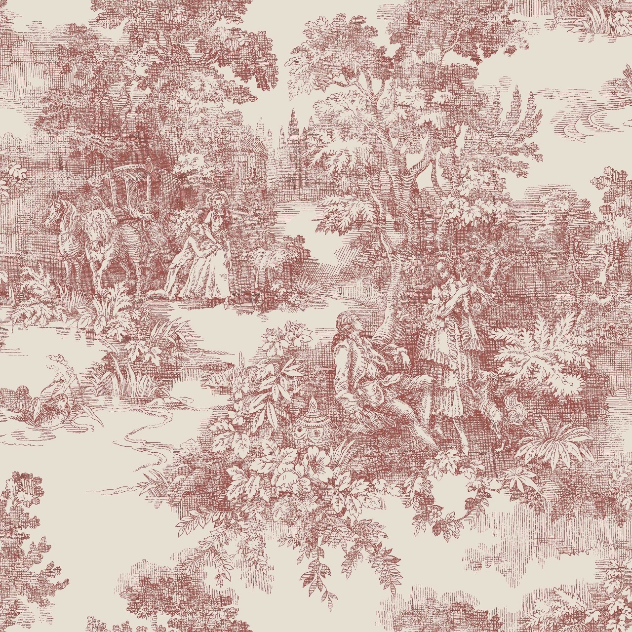 Tapet lavabil, Toile de Jouy 7768, 5.3mp / rola