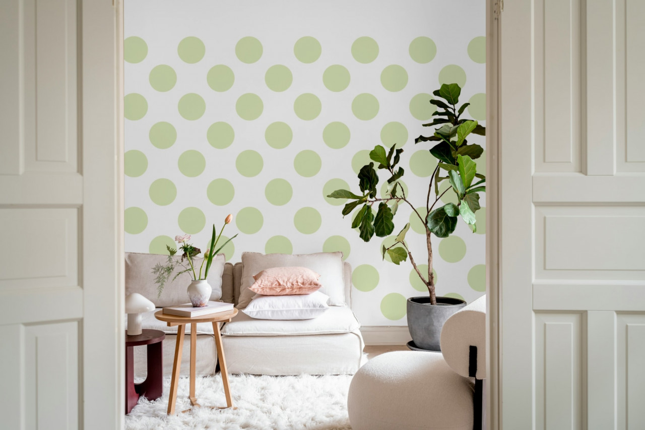 Fototapet, Big Dots, Light Green, Rebel Walls