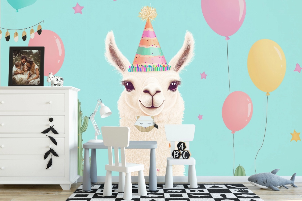 Fototapet copii, Birthday llama 020