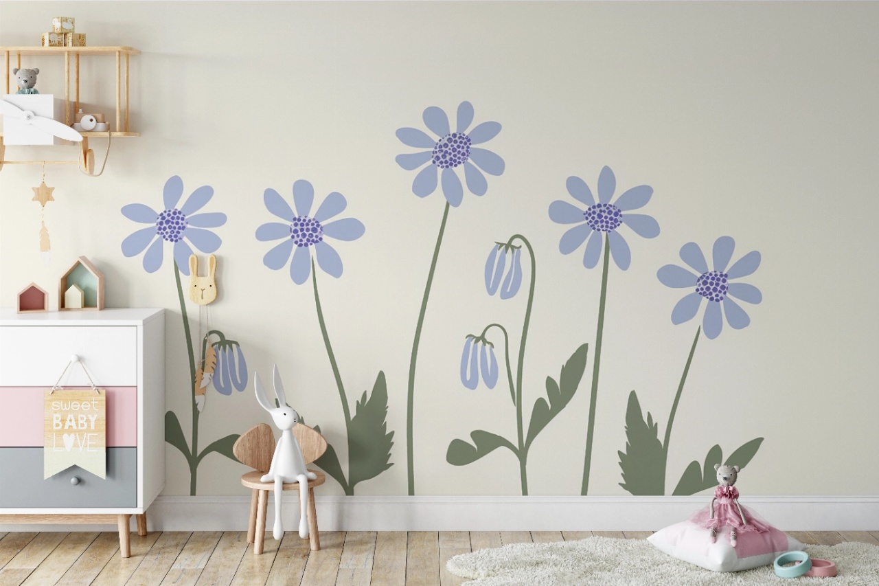Fototapet copii, Blue daisies 001