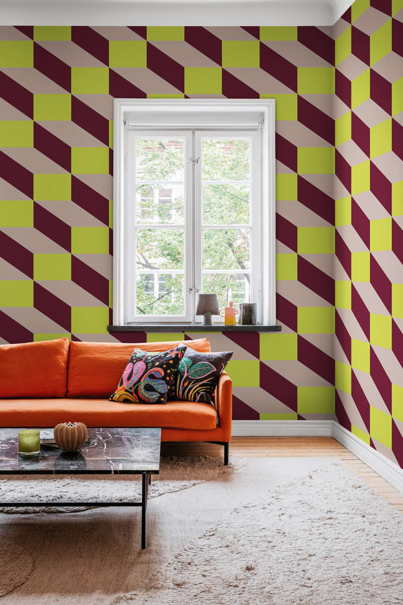 Fototapet, Filled Optic, Lime & Red, Rebel Walls