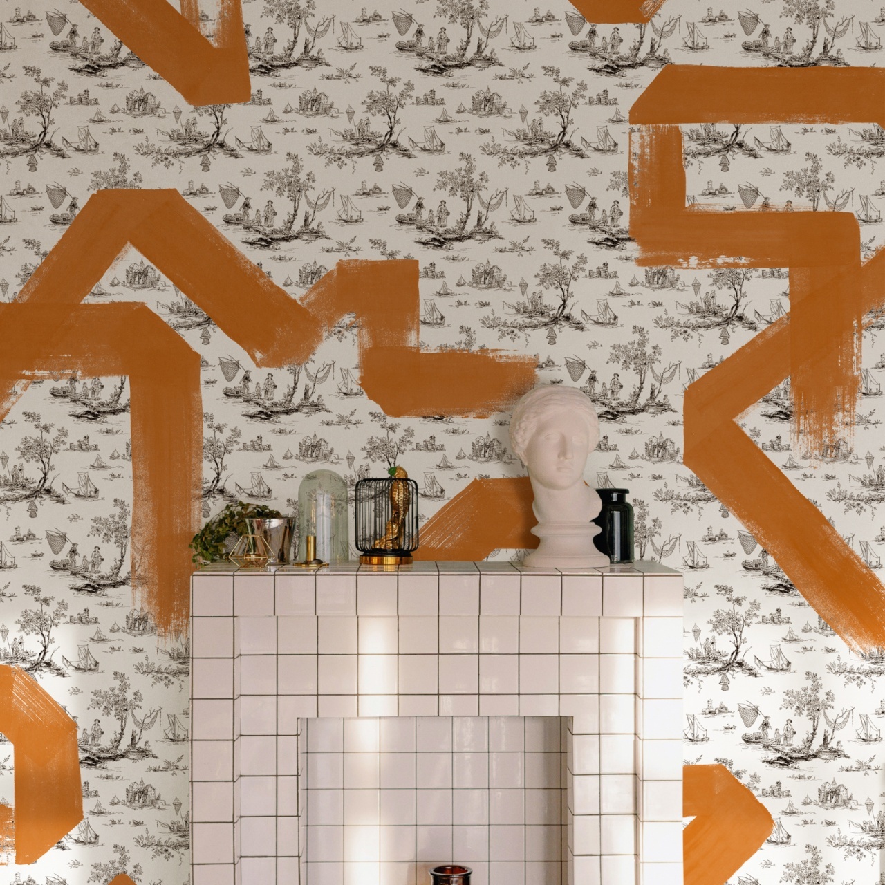 Fototapet lavabil Toile Strokes, Orange, TresTintas