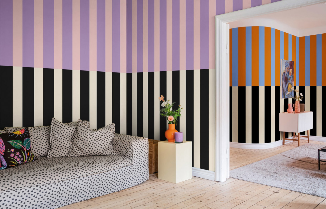 Fototapet, Stripped, Pink & Lilac, Rebel Walls