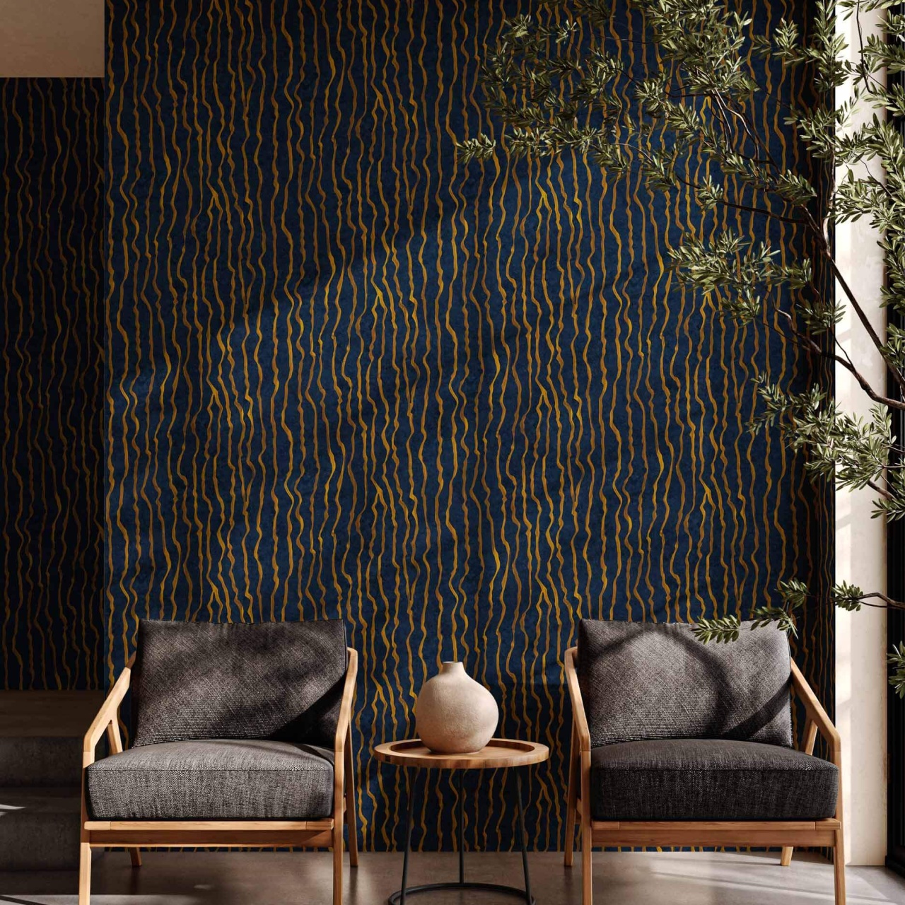 Tapet, Calligraphy, Lapislazuli, Coordonne, 5mp / rola
