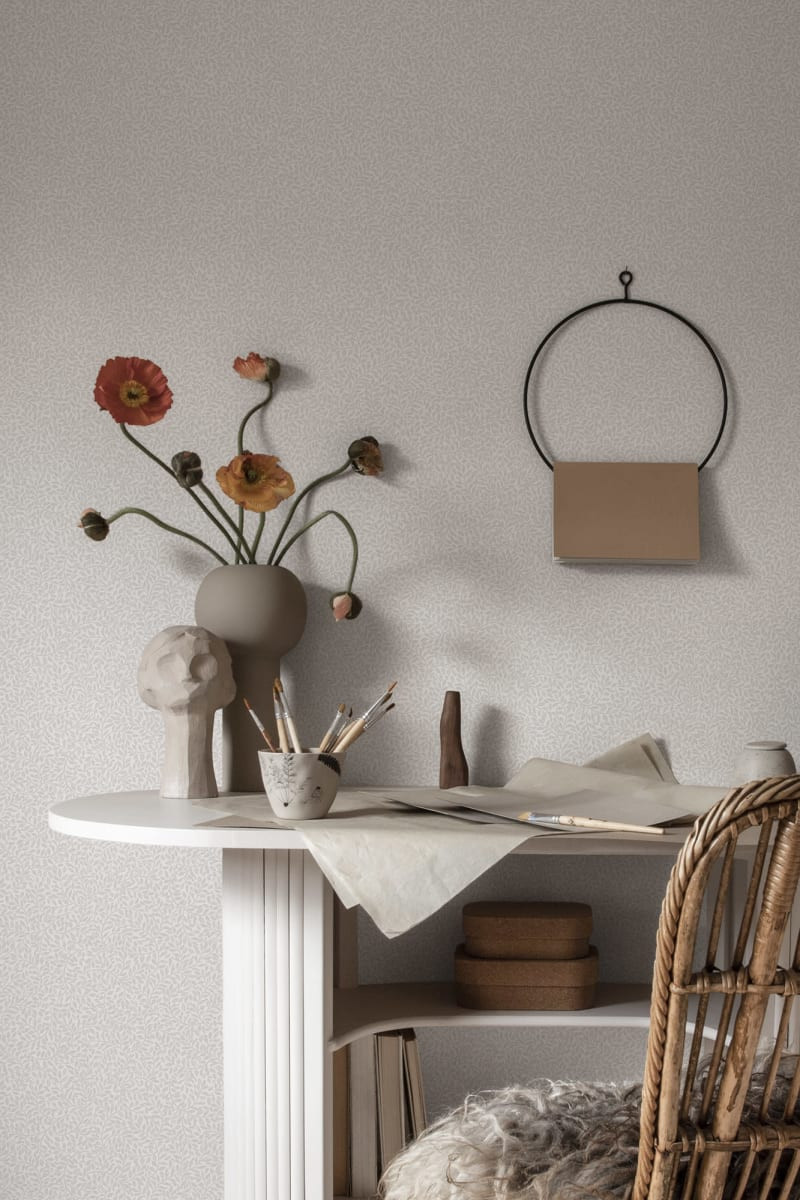 Tapet lavabil, Bladverk Gray, Sandberg, 5.3mp / rola