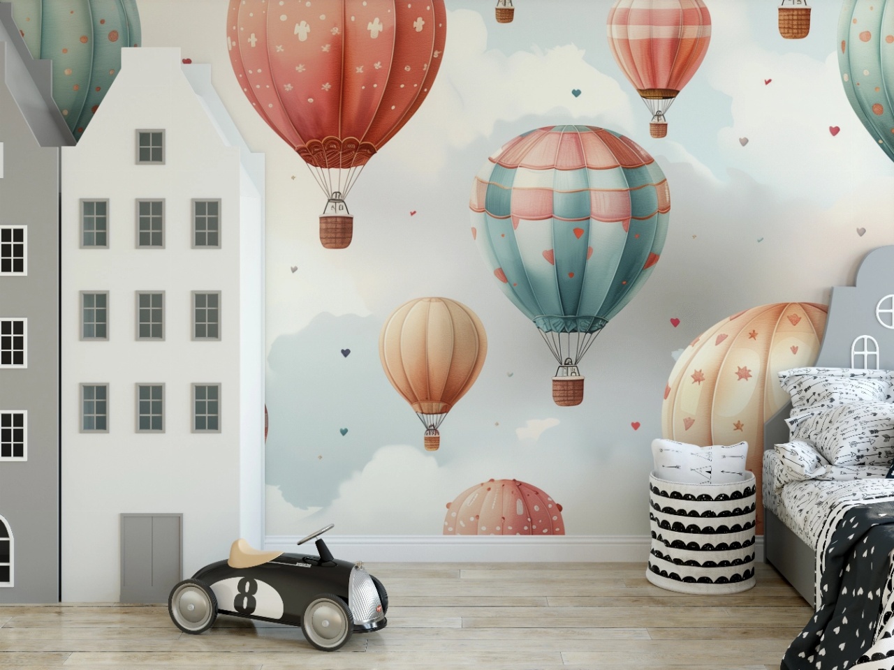 Fototapet copii, Balloons in the clouds 001