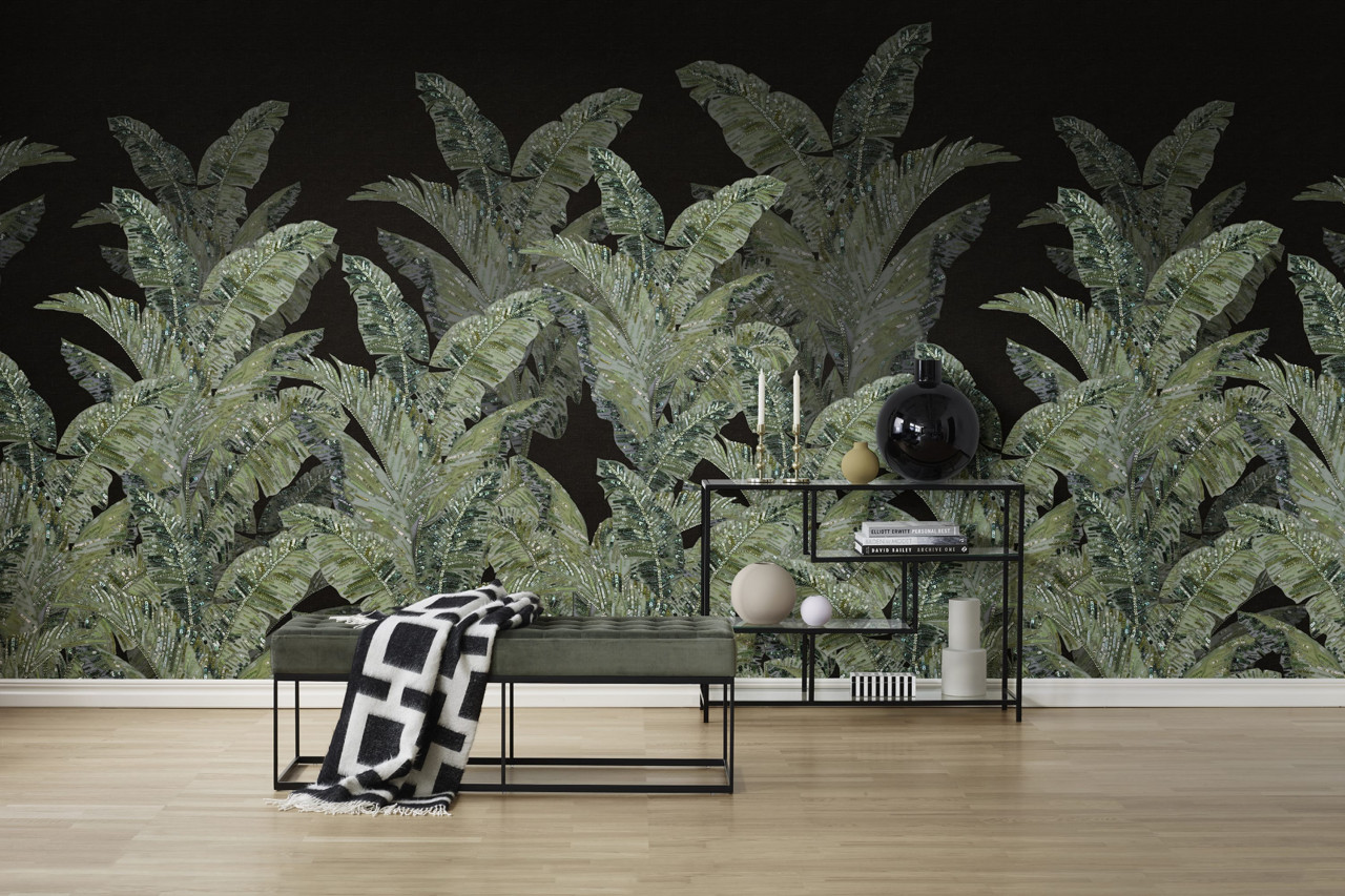 Fototapet, Jungle Pearl, Black, Rebel Walls